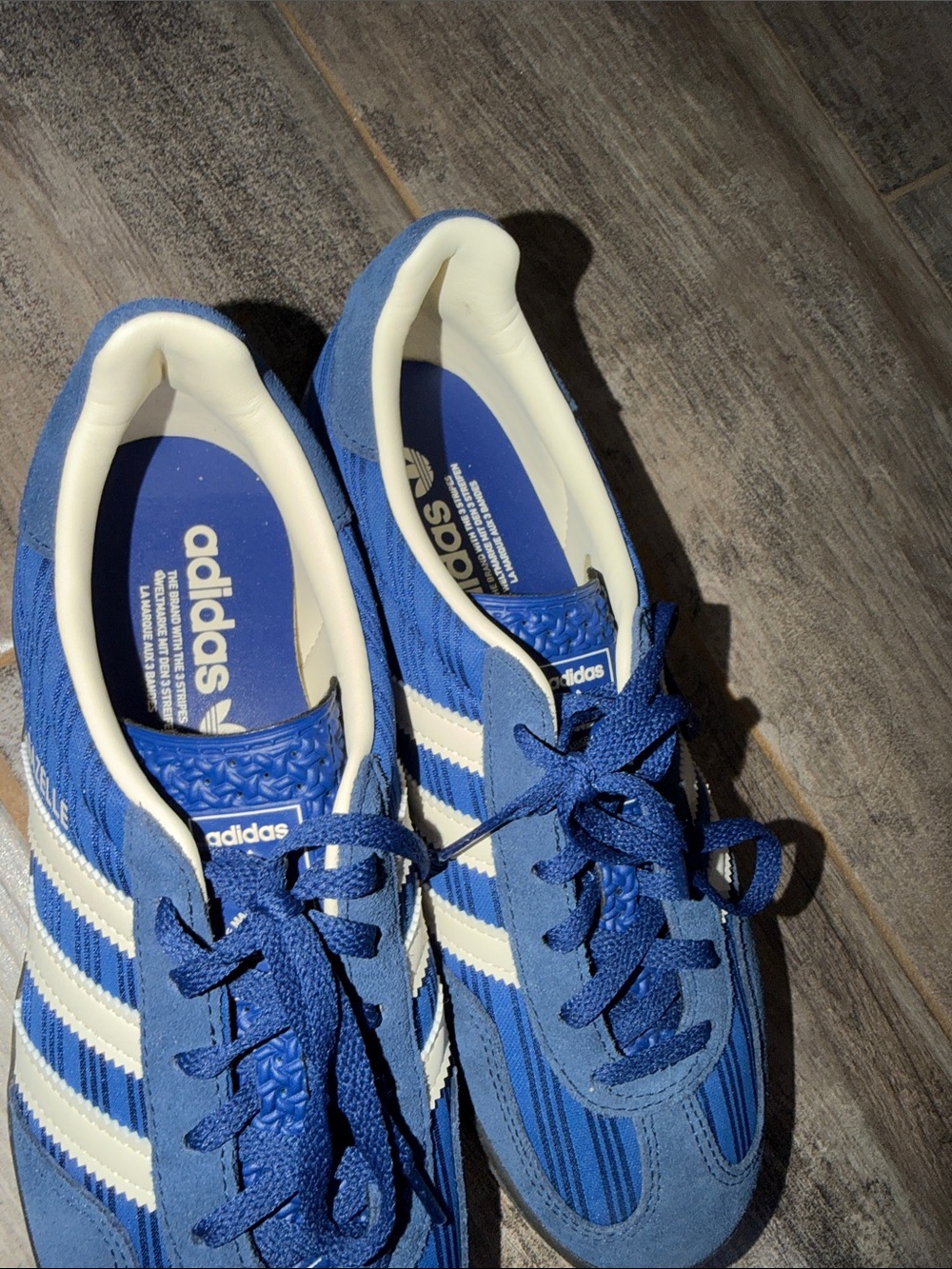 adidas Royal Blue Suede & Mesh Sneakers with White Stripes - Picture 3 of 7